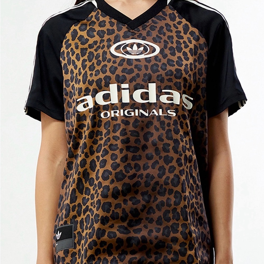 Adidas Originals Leopard Print Jersey Shirt - Brown & Black